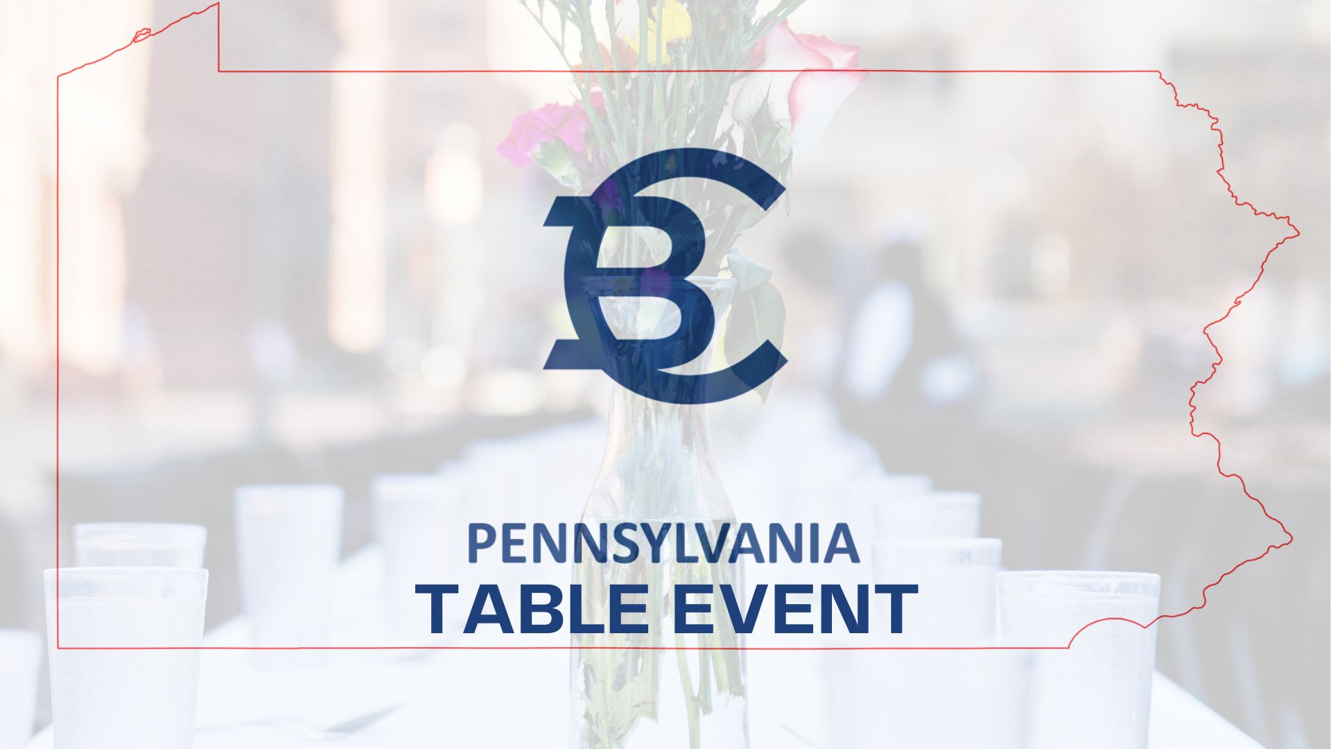 Pennsylvania Table Event with Breadcoin Logo and image of PA state