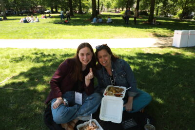 People enjoying their lunch bought with Breadcoin